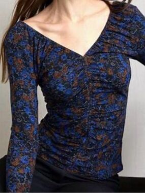 Veronica Beard Dempsey floral print Ruched Jersey Top